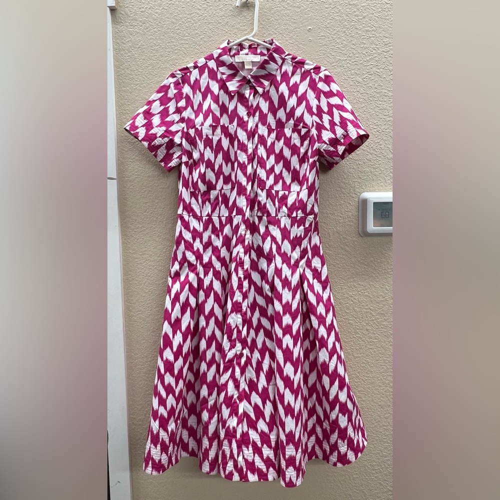 MICHAEL by Michael Kors Pink Casual Midi Dress with Peter Pan Collar